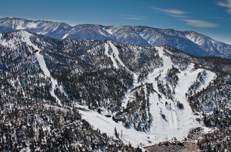 Aerial of Bear Mountain ski slopes in Big Bear